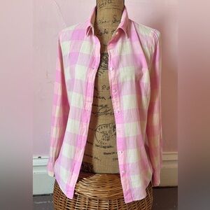Pink and White Checkered Button-Up Shirt